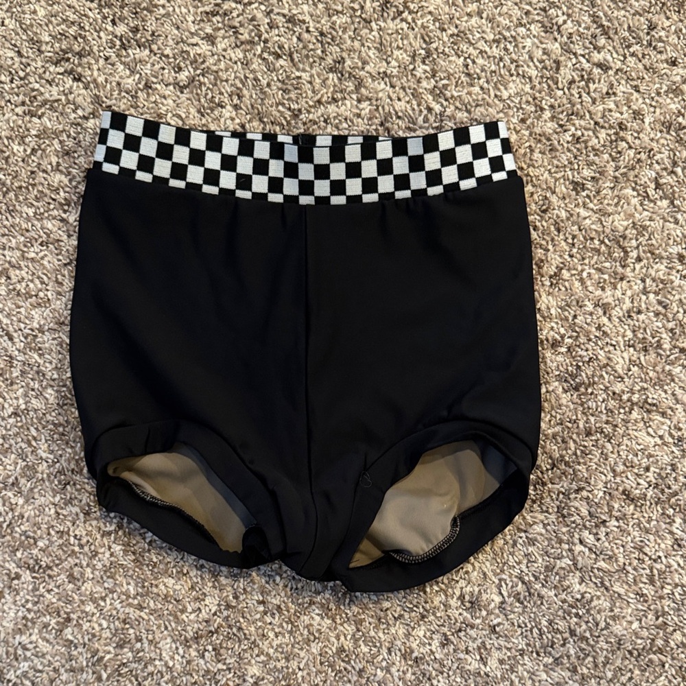 Kids' Black Shorts with Checkered Waistband